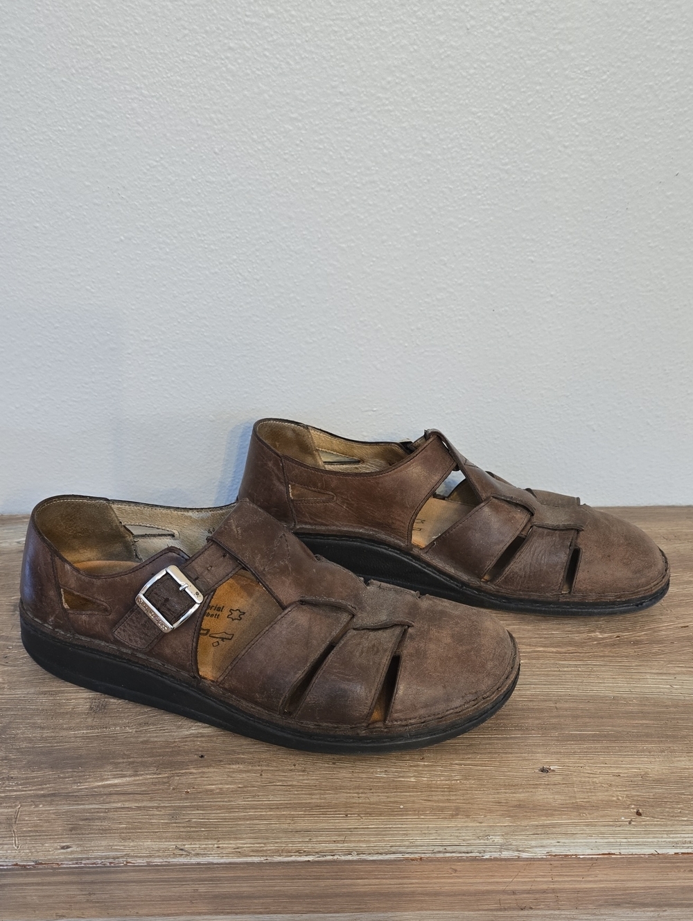 Finn Comfort Waldi Fisherman Brown Leather Sandals Closed Toe Shoes Mens 44
